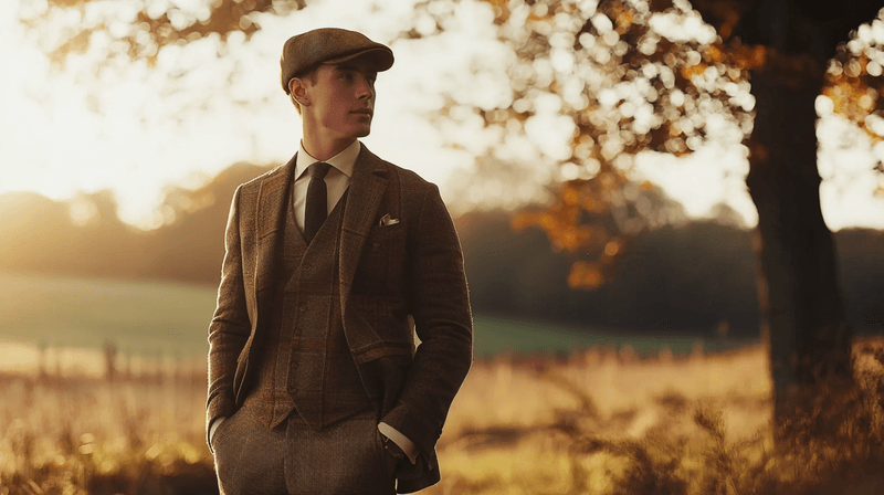 Tweed Suit with Canvas Sneakers