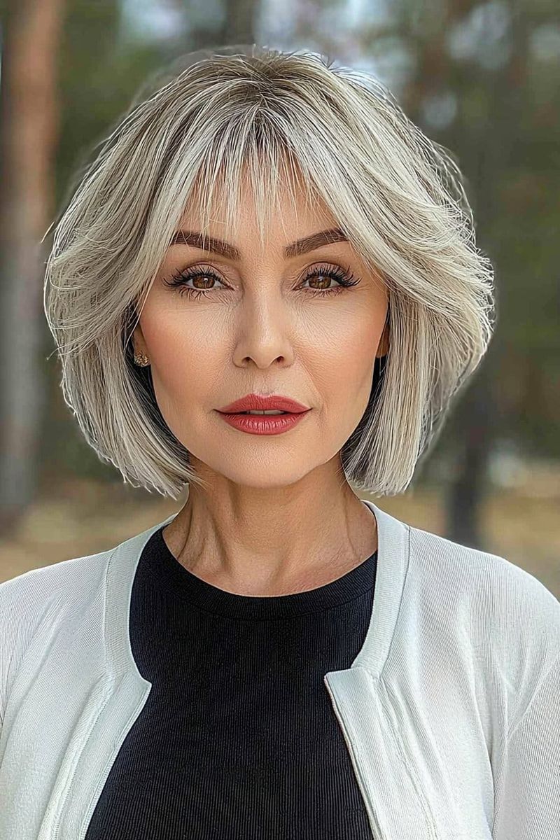 Layered Bob with Side-Swept Bangs