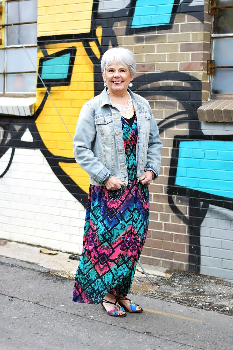 Denim Jacket Over Flowy Maxi Dress