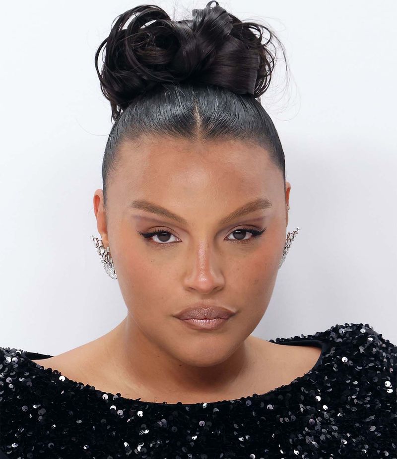 Messy Top Knot with Loose Tendrils