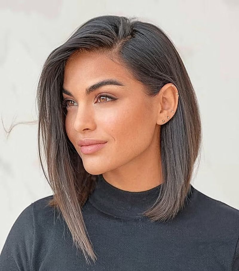 Shoulder-Length Bob with Deep Side Part