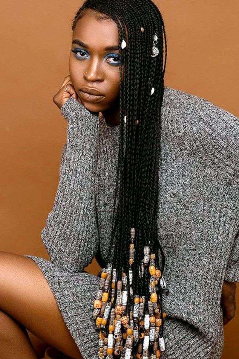 Box Braids with Colorful Beads