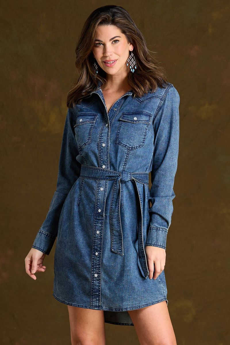 The Classic Belted Denim Shirt Dress