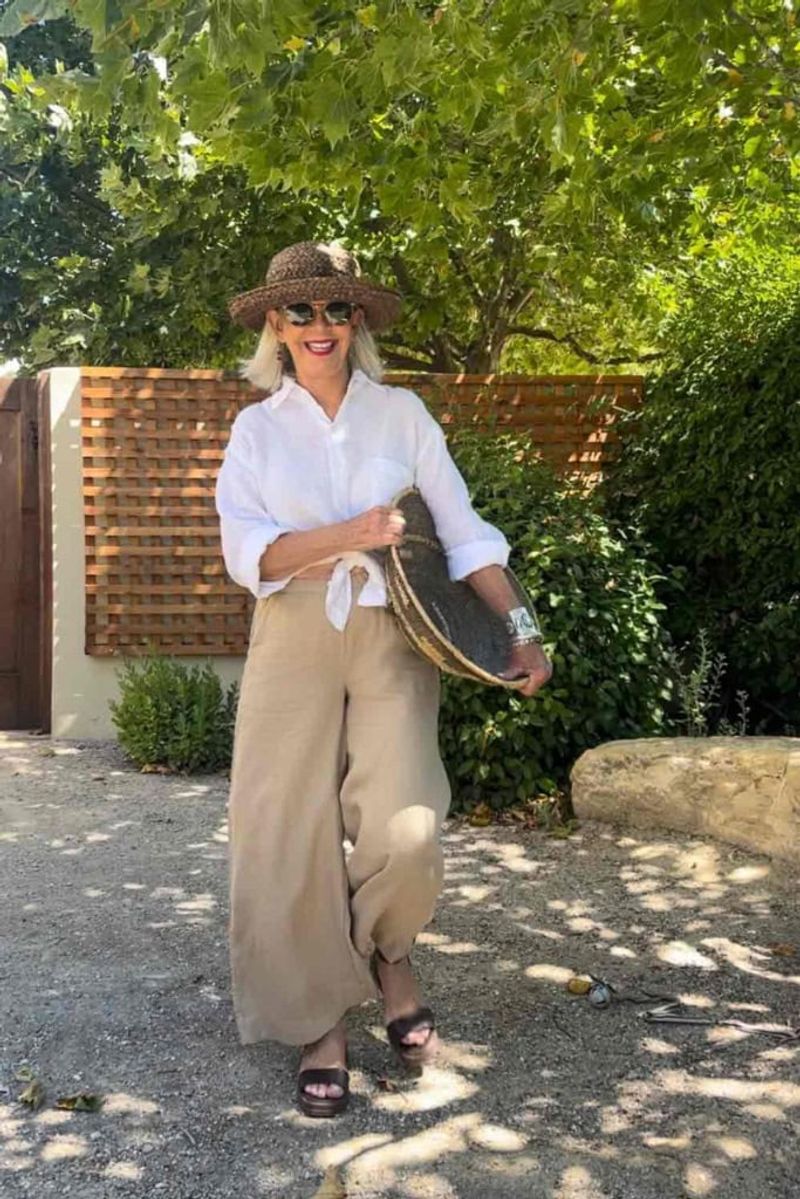Breezy Linen Pants and Cotton Blouse Combo