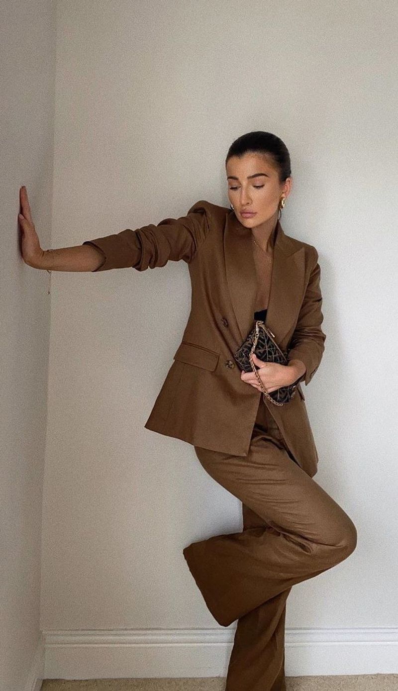 Caramel Linen Power Suit