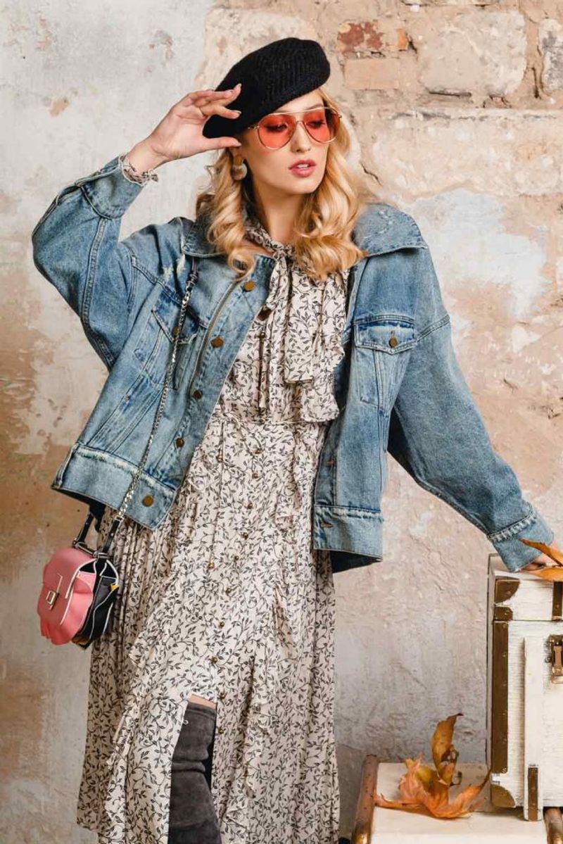 Denim Jacket + Floral Midi Dress
