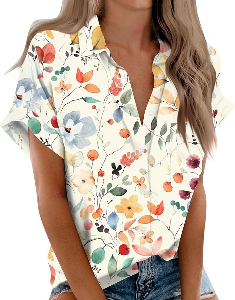 Lavender Linen Button-Up Blouse