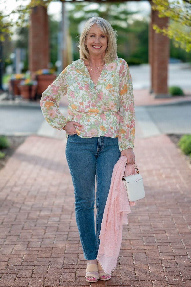 Classic Jeans and Floral Blouse Combo