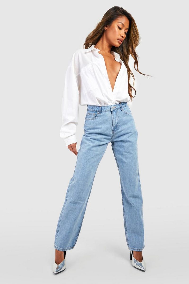 High-Waisted Straight Leg Jeans