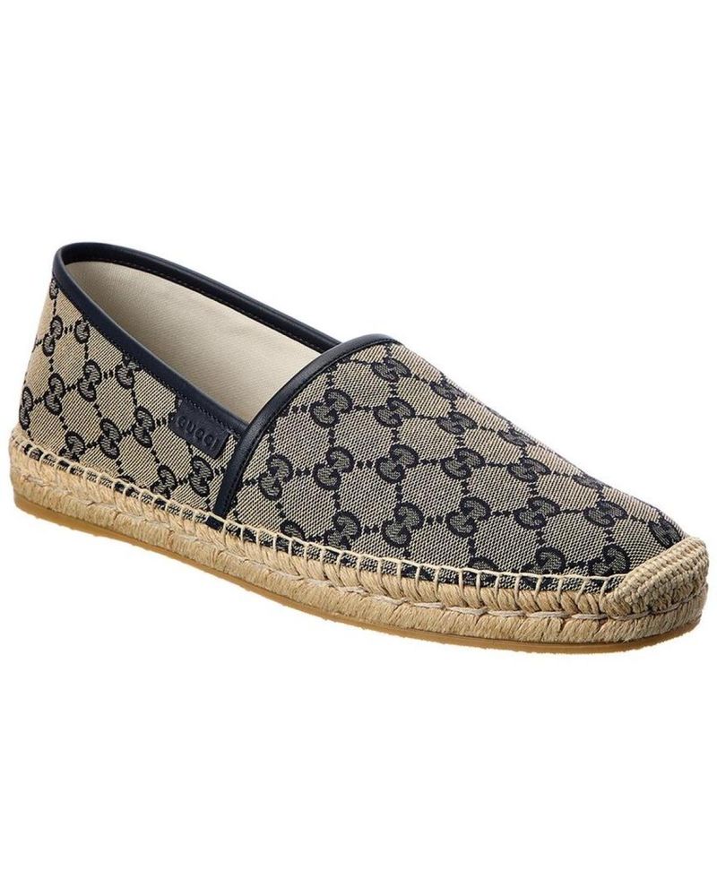 Gucci Leather-Trimmed Canvas Espadrilles