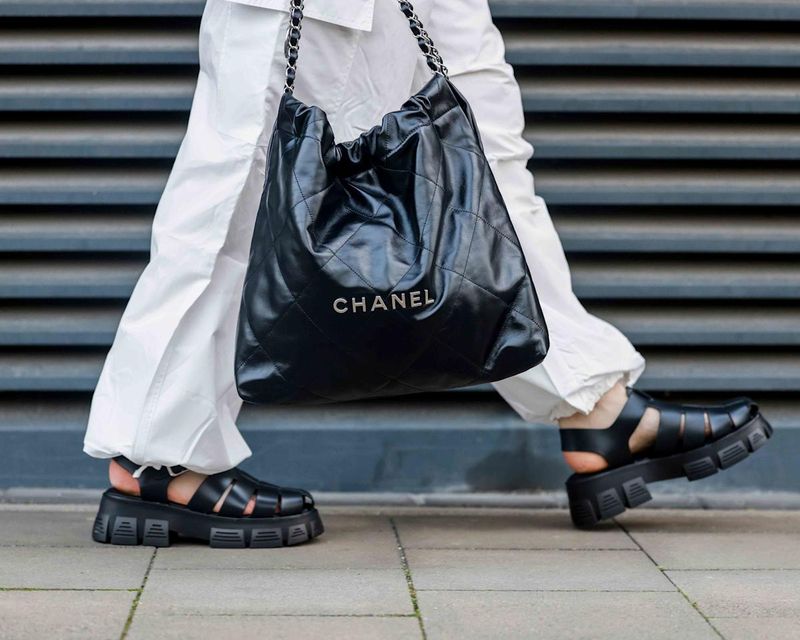 Bubble-Sole Sandals With Tailored Wool Trousers