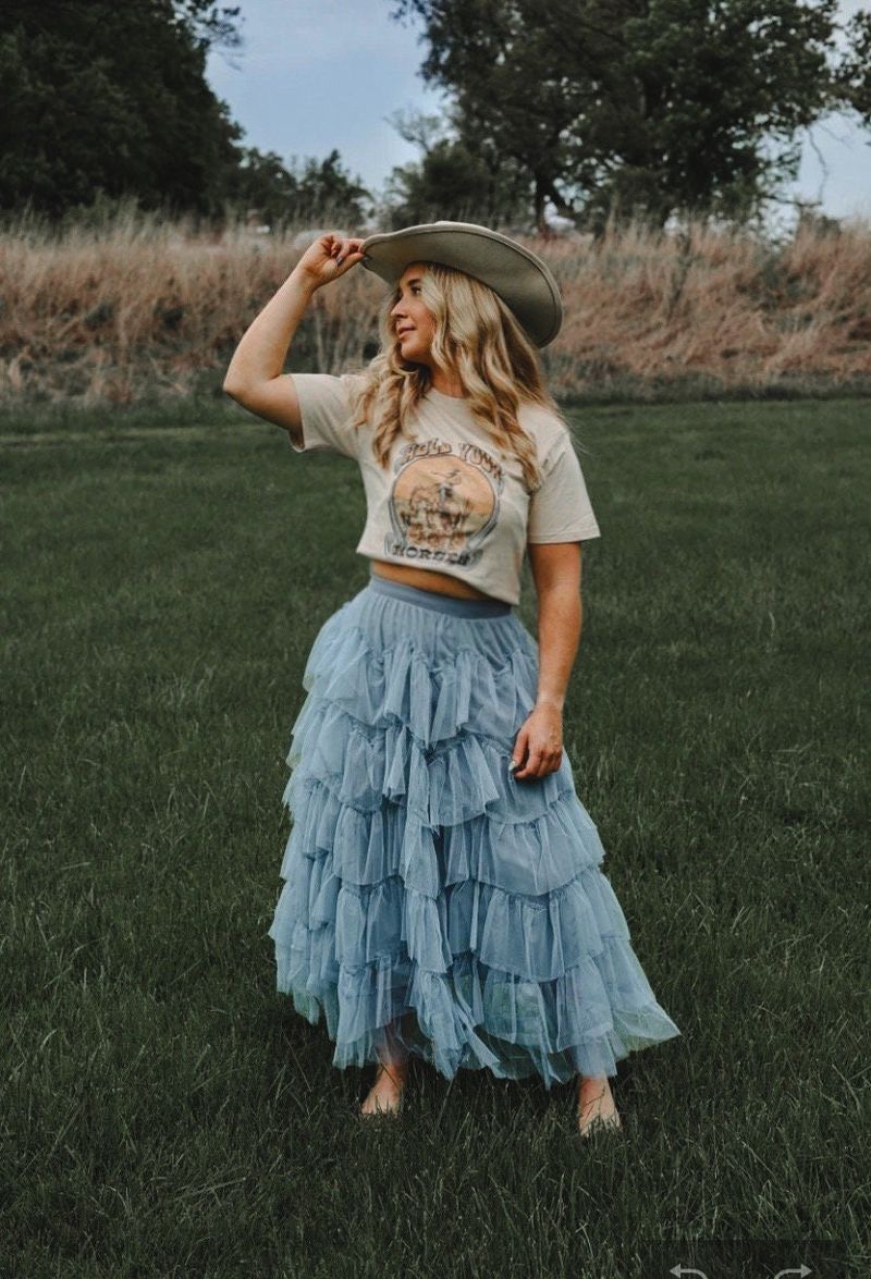 Neo-Bohemian Tiered Skirt & Graphic Tank