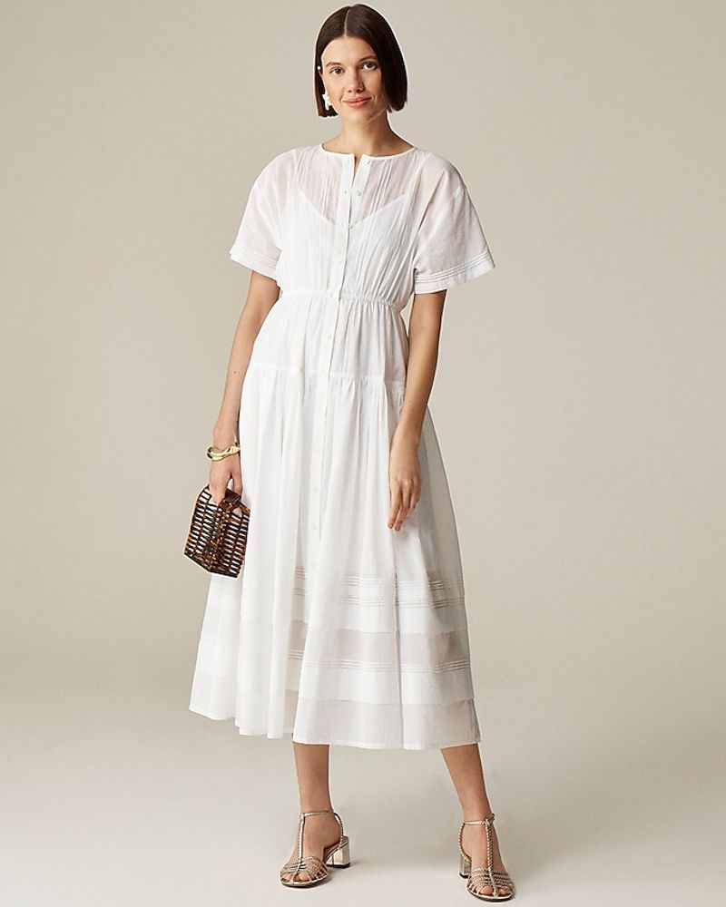 Pintucked Cotton Voile Dress