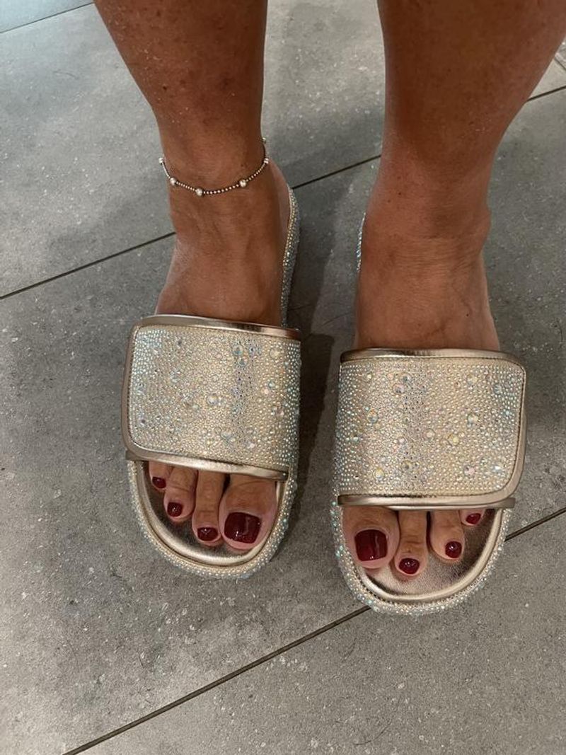 Embellished Slide Sandals With Utility Jumpsuits