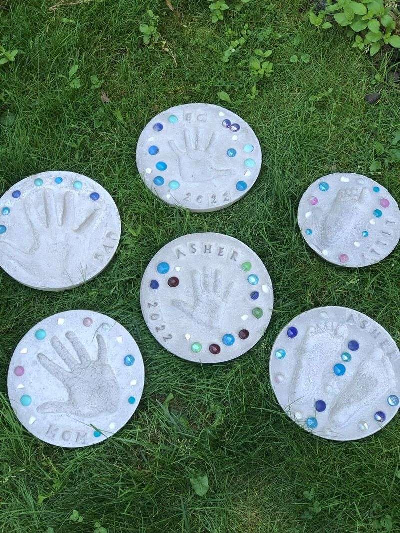 Garden Stepping Stones With Family Handprints