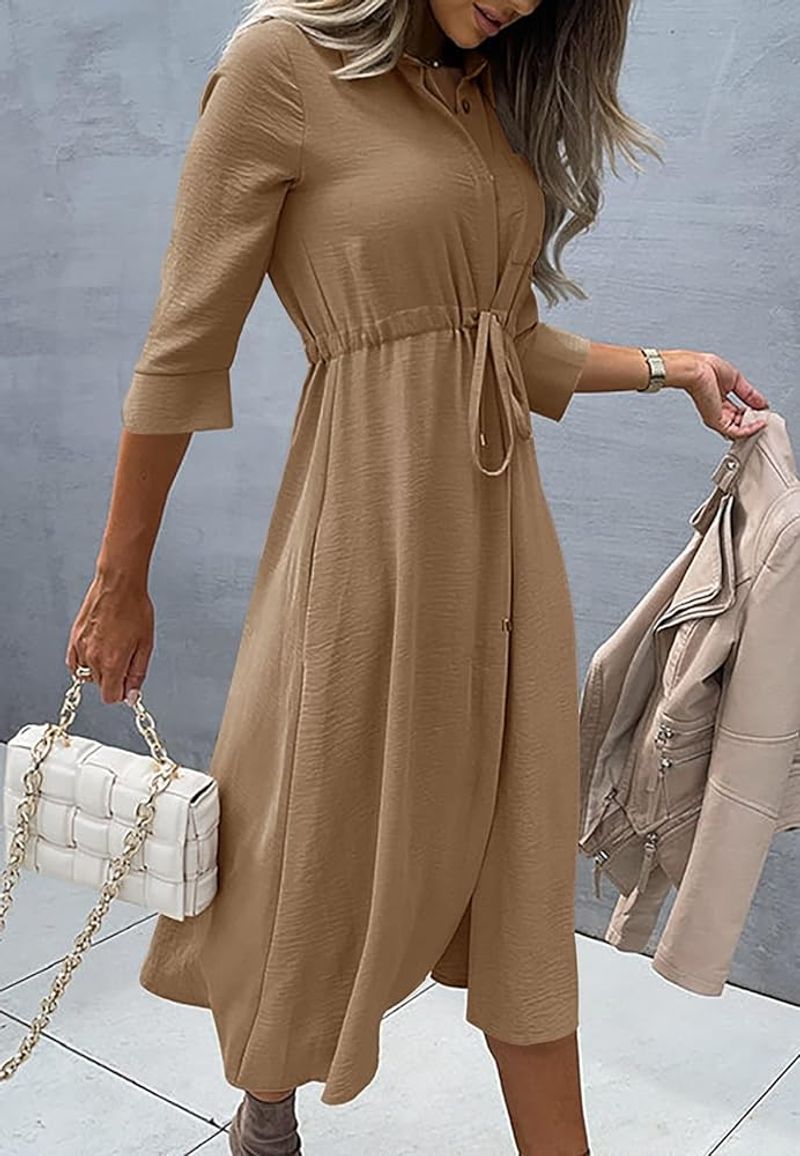Drawstring Waist Shirtdress