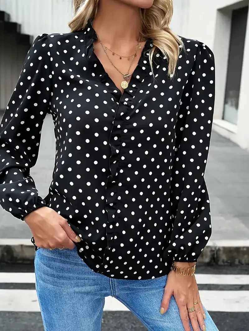 Polka Dot Top with Dark Jeans