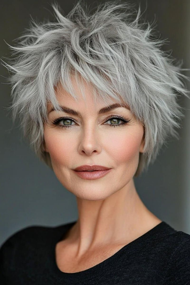 Choppy Textured Crop For Gray Hair