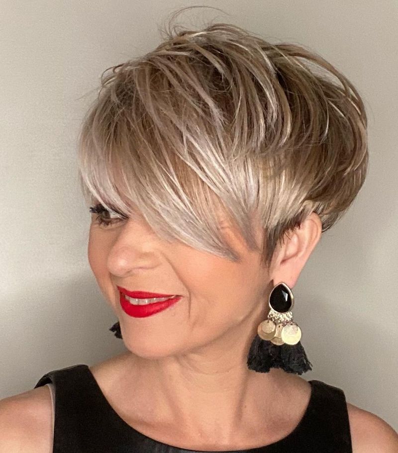 Textured Crop with Side-Swept Bangs