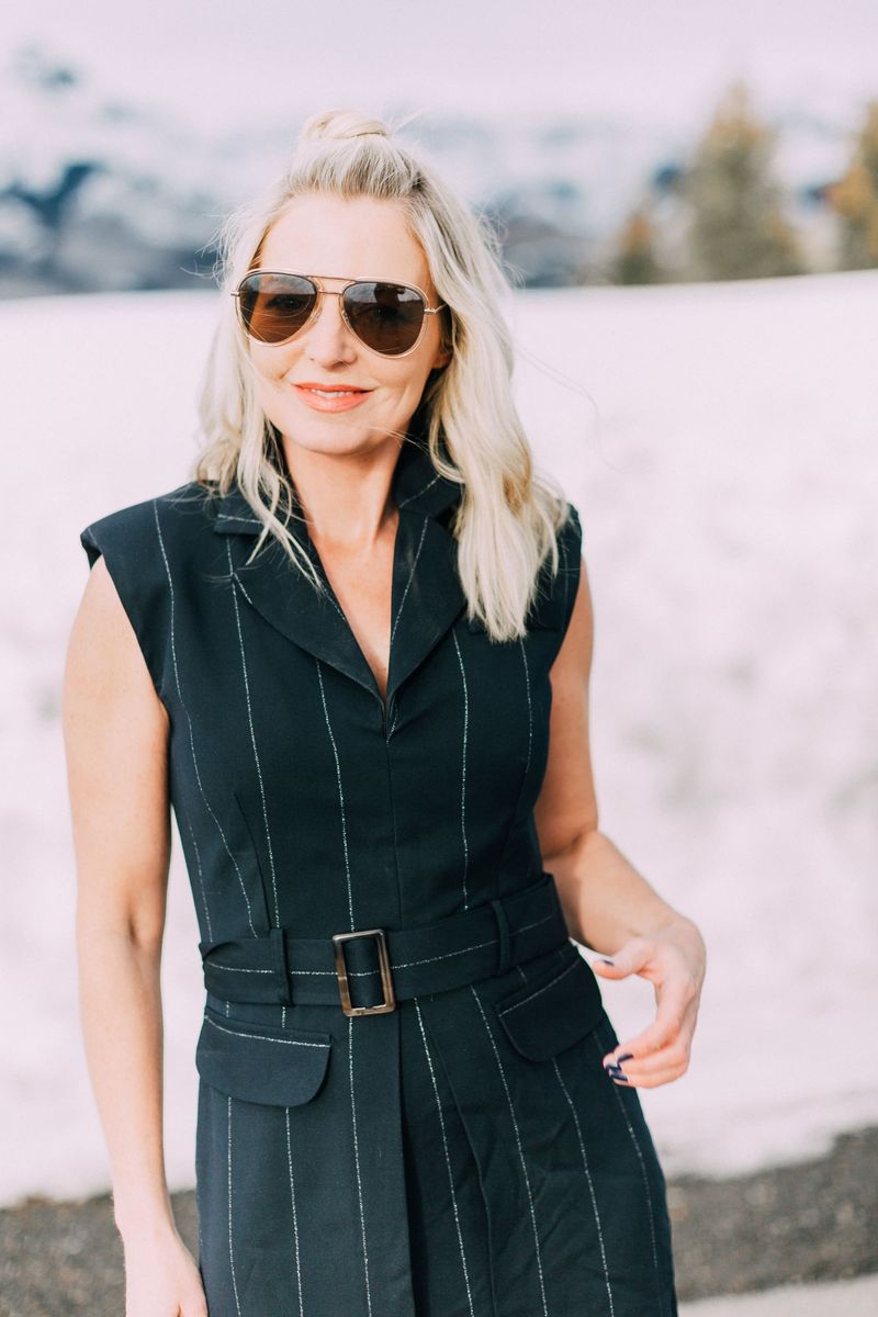 Pinstripe Blazer Dress