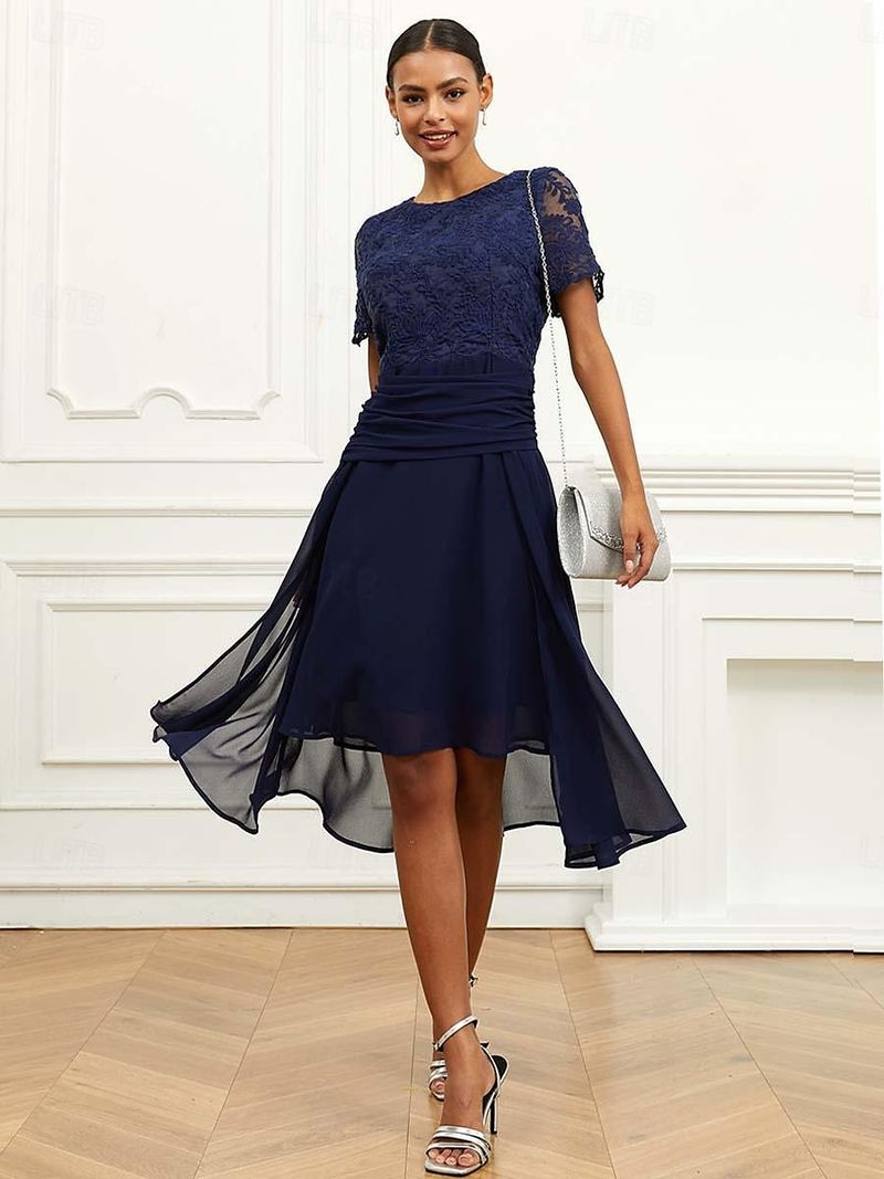 Navy Lace Cocktail Dress