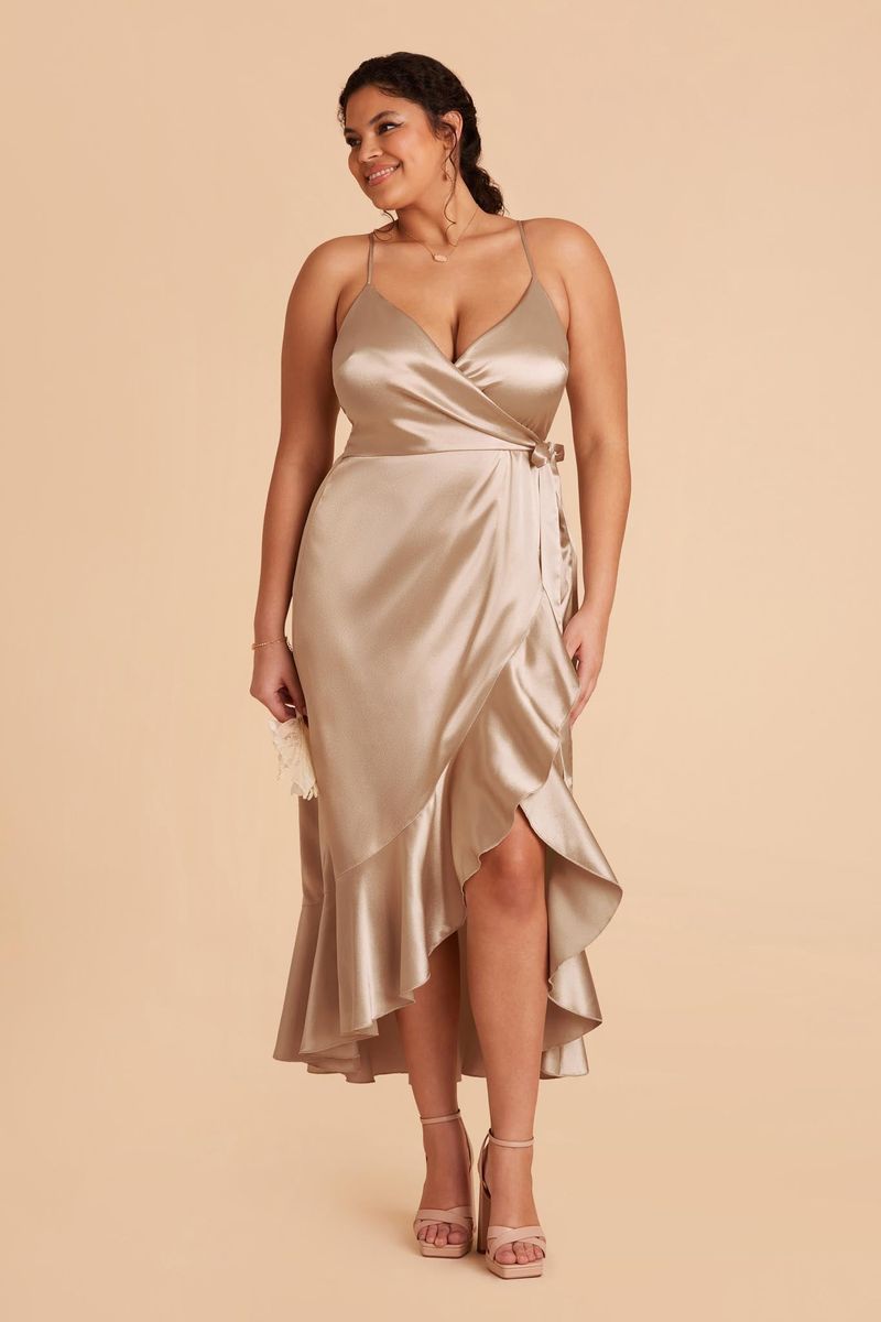 Refined Champagne Wrap Dress