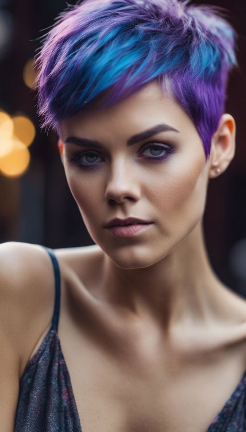 Bold Pixie with Vivid Streaks