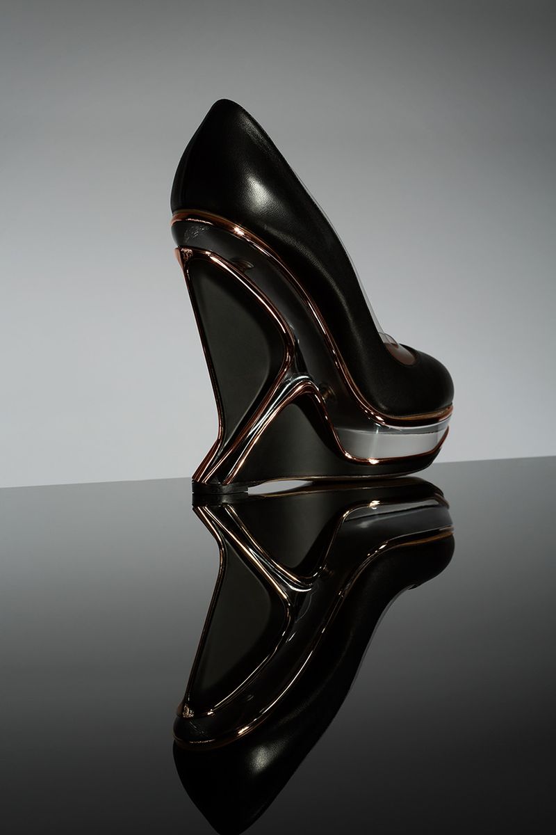 Sculptural Metal-Heel Platforms