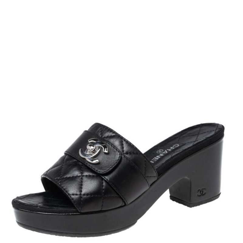 Chanel Quilted Leather Slides