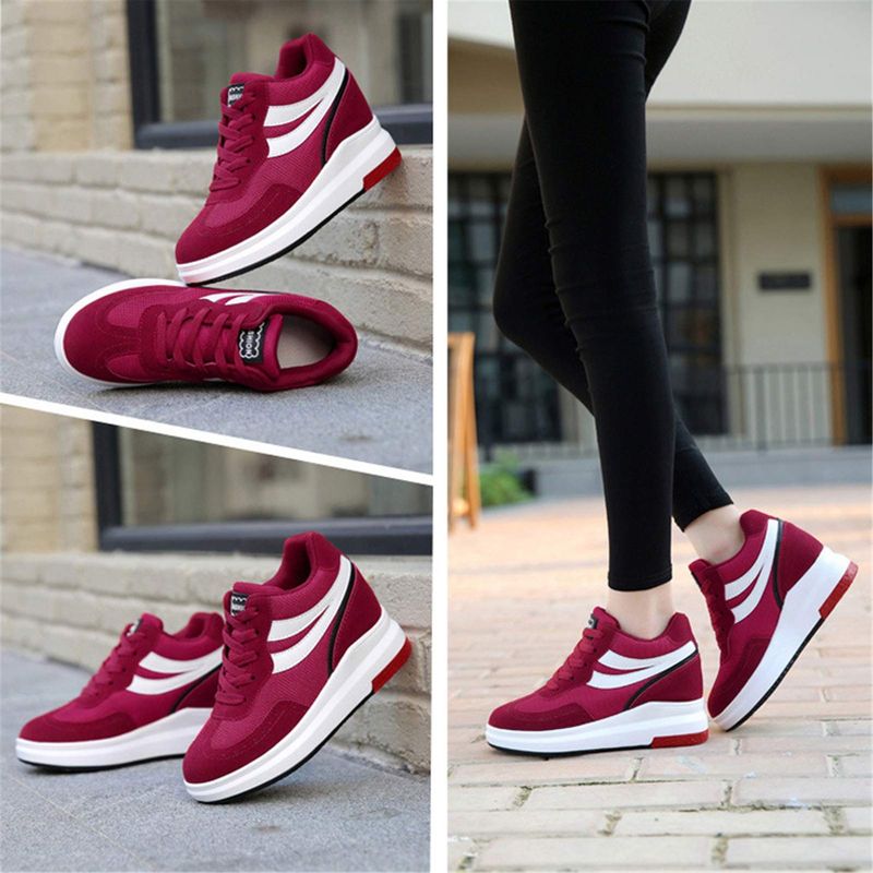 Burgundy Platform Sneakers