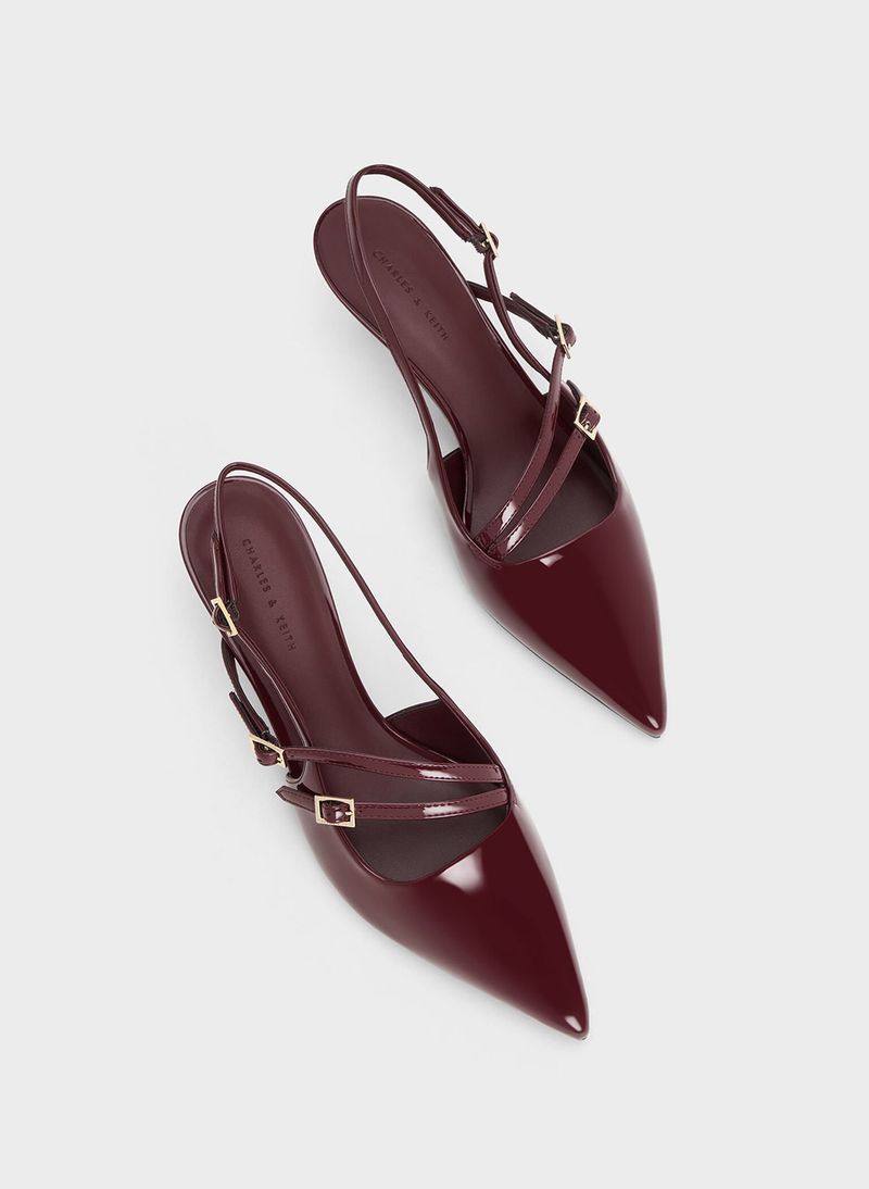 Burgundy Kitten Heel Slingbacks