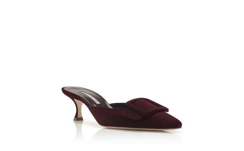Burgundy Suede Mules
