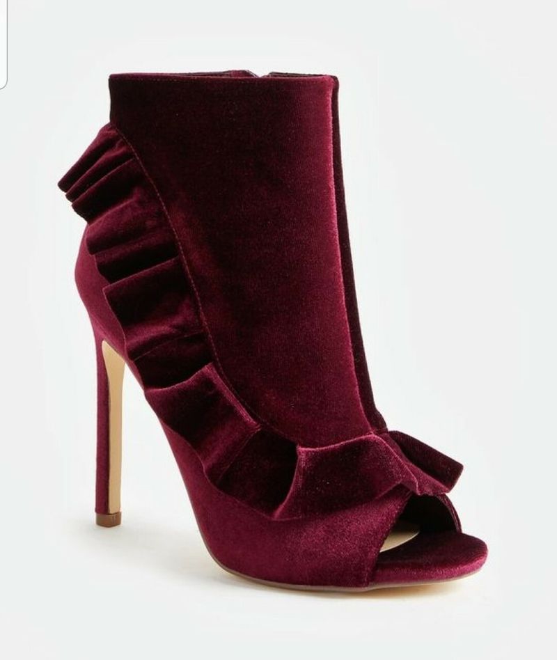 Burgundy Peep-Toe Booties