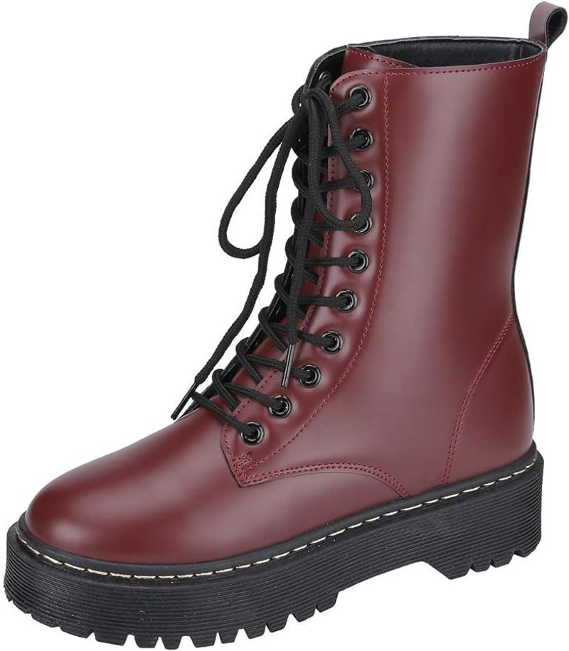 Burgundy Combat Boots