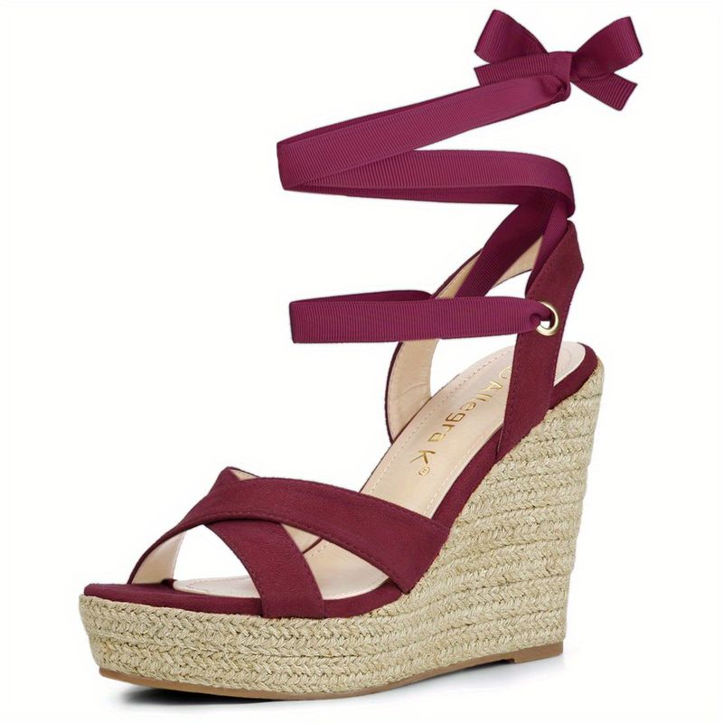 Burgundy Espadrille Wedges