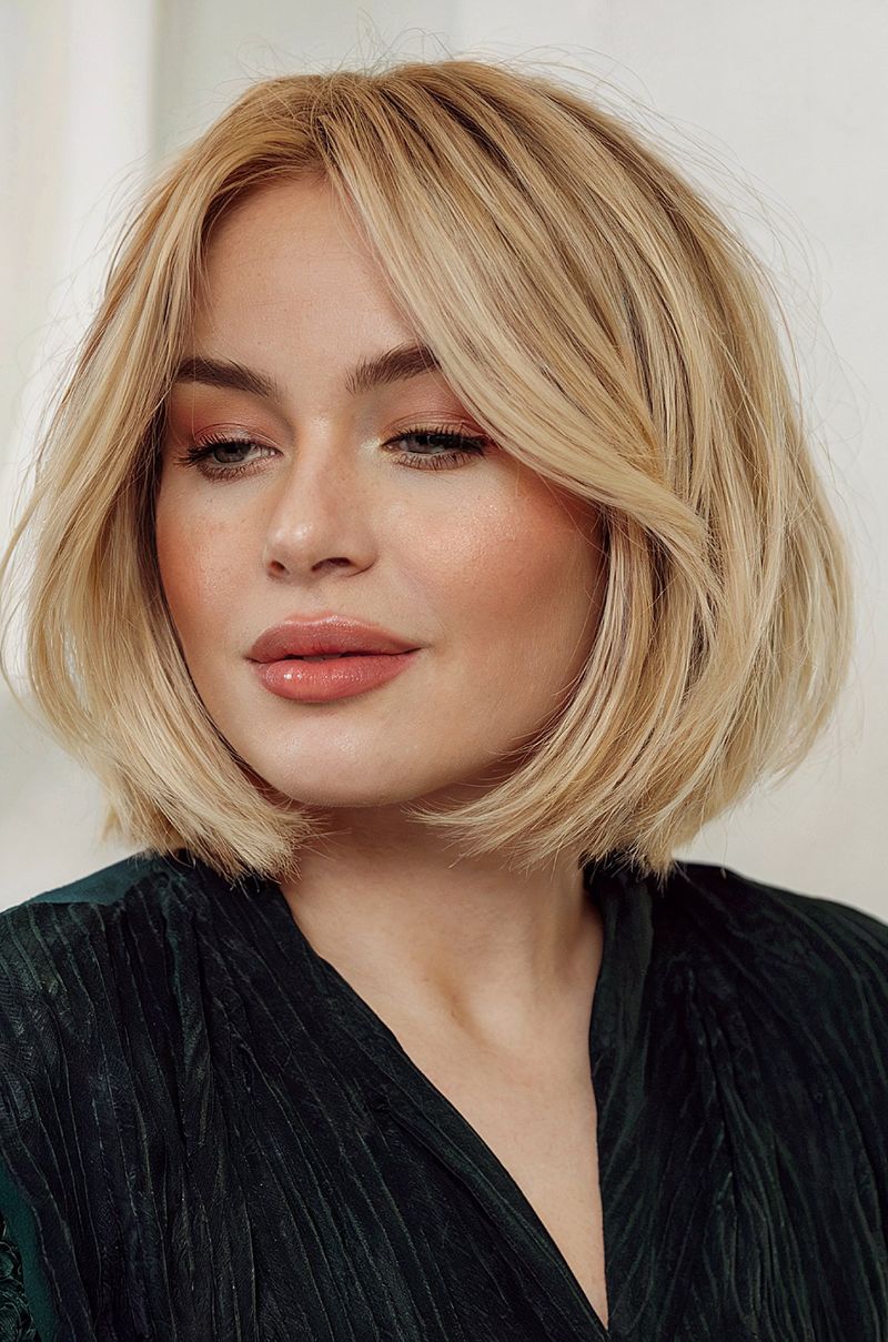Textured Bob with Curtain Bangs