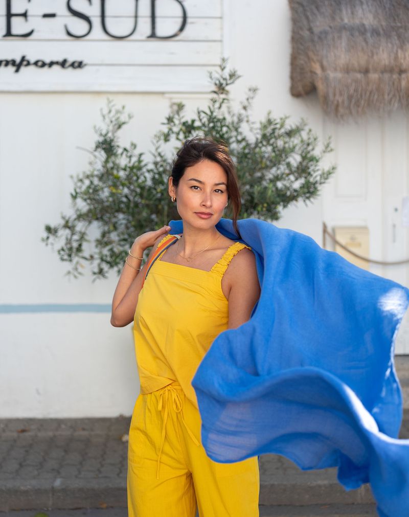 Jumpsuits + Light Scarves