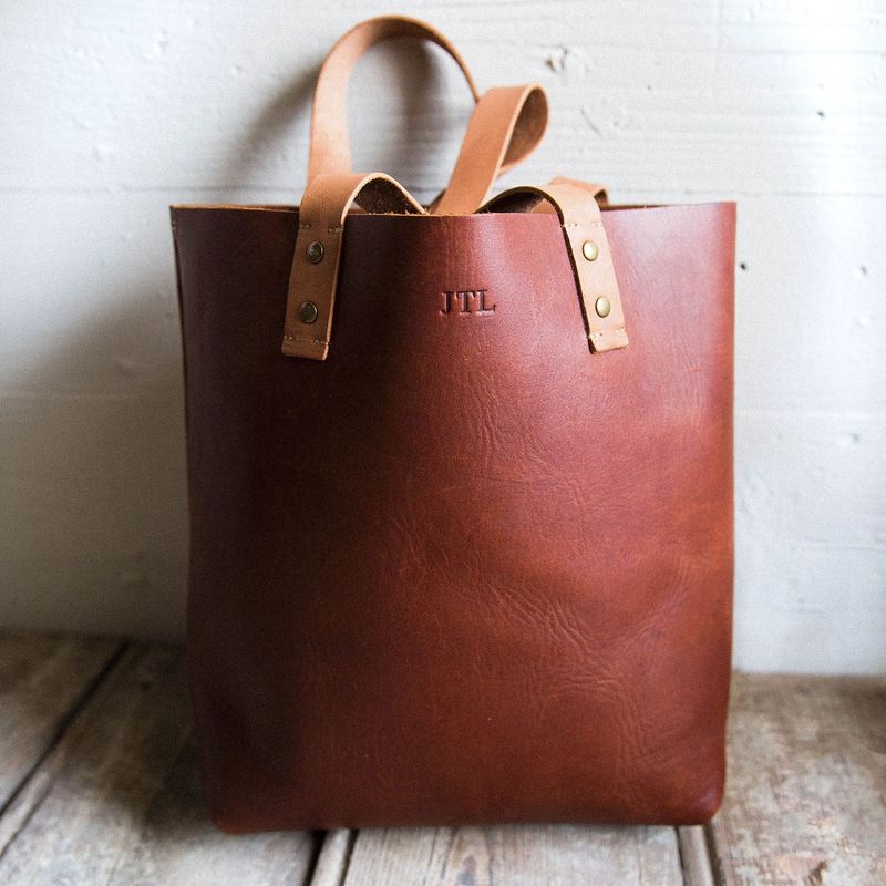 Handcrafted Leather Tote With Monogram