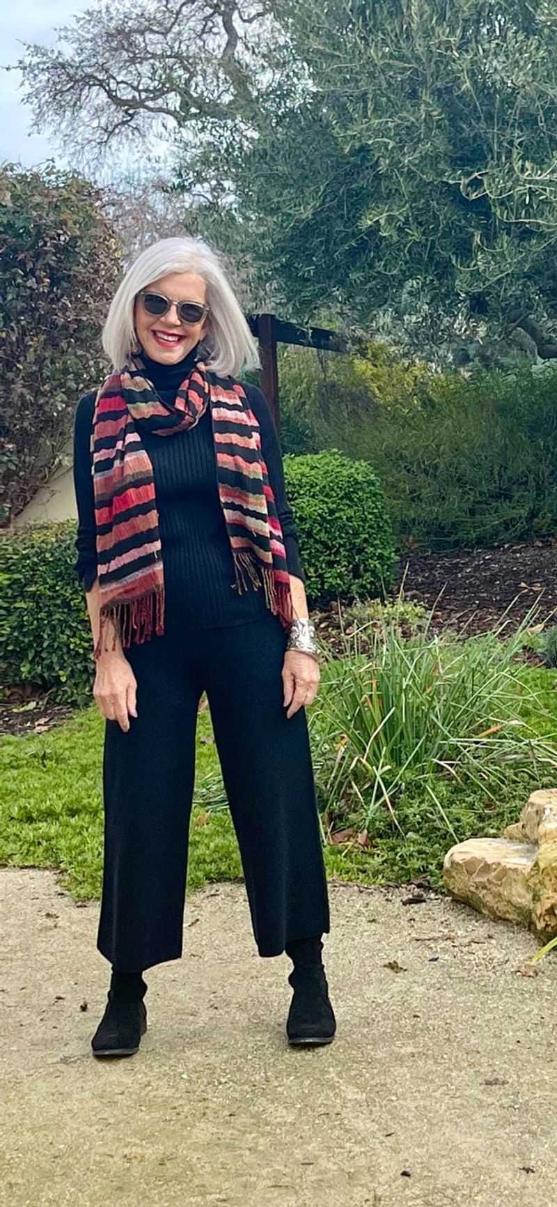 Knit Dress with Statement Scarf