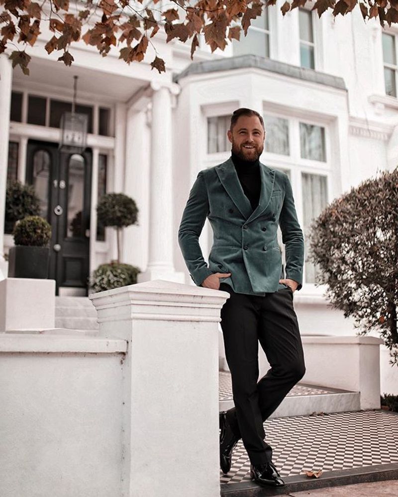 Velvet Blazer with Dress Pants