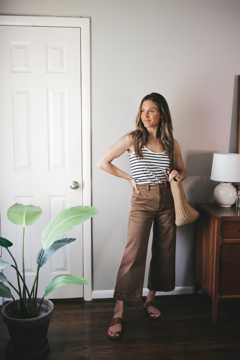 Relaxed Cropped Chinos and Striped Tank