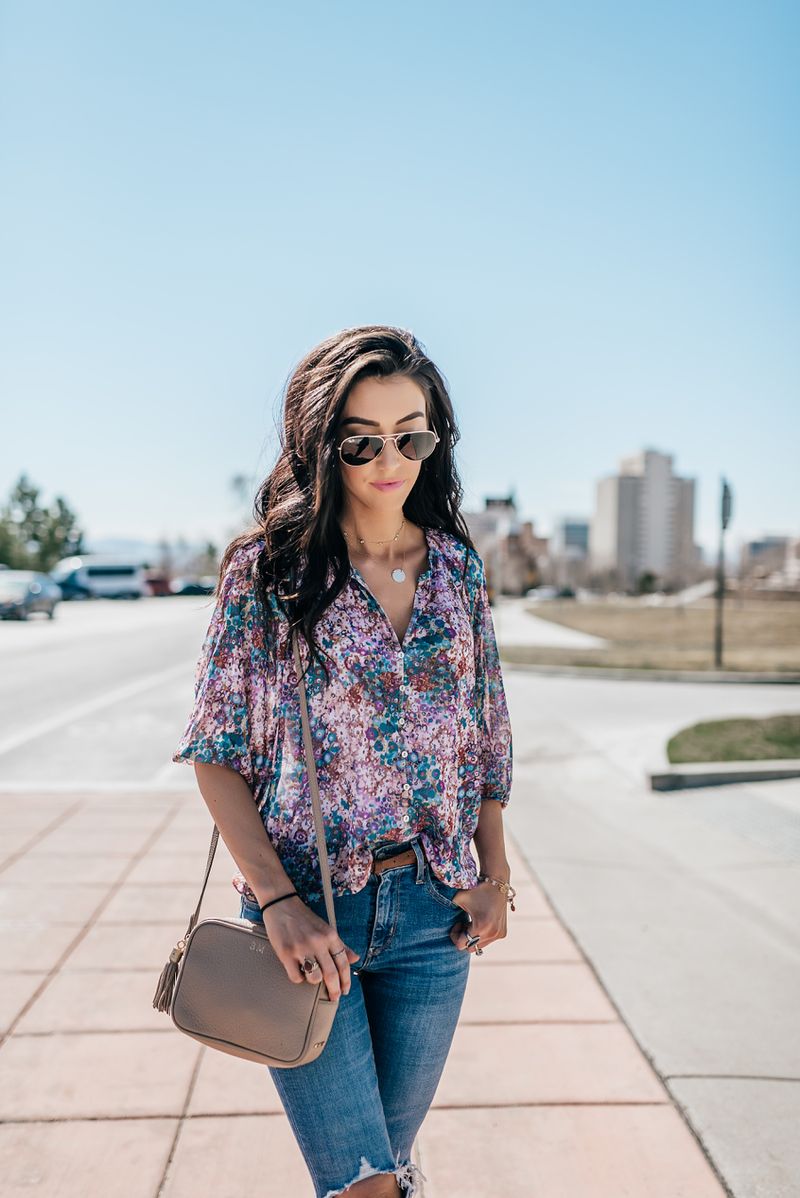 Floral Blouse & Jeans