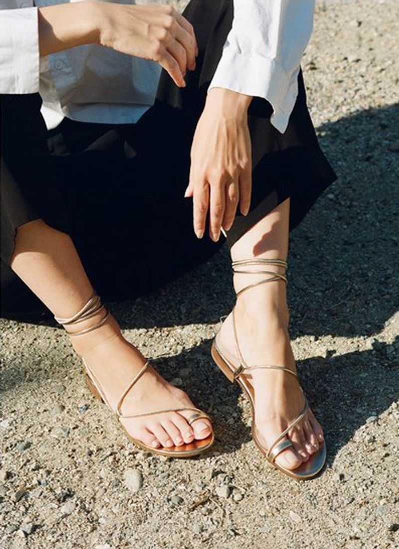 Minimalist Strappy Flats With Tailored Crops