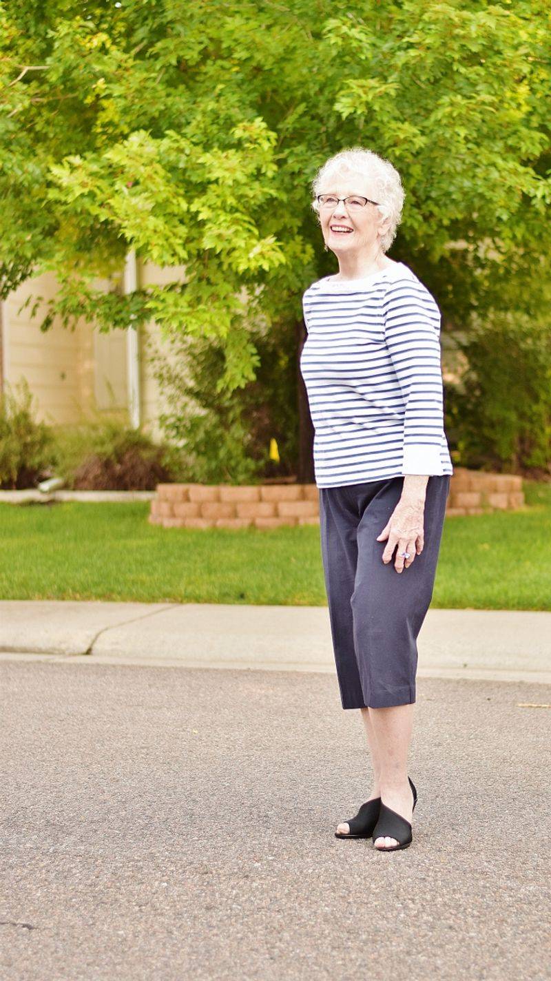 Striped T-Shirt with Khaki Capris