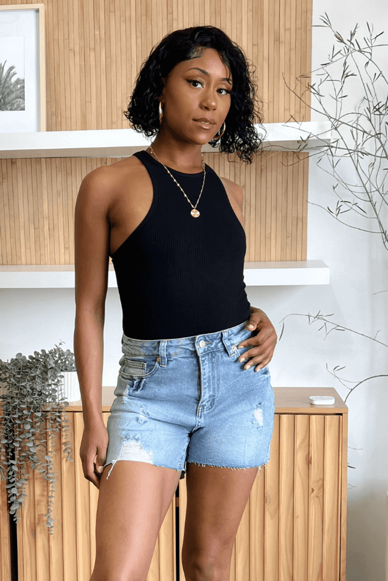 High-Waisted Denim Shorts