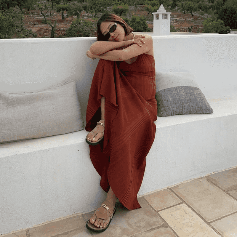 Thin-Strapped Flip-Flops with Slip Dresses