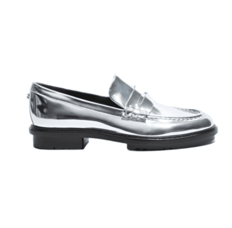 Metallic Silver Loafers