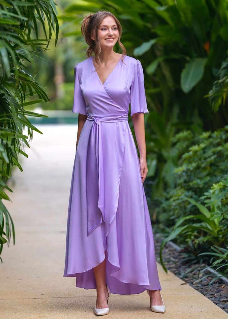 Graceful Lavender Wrap Dress