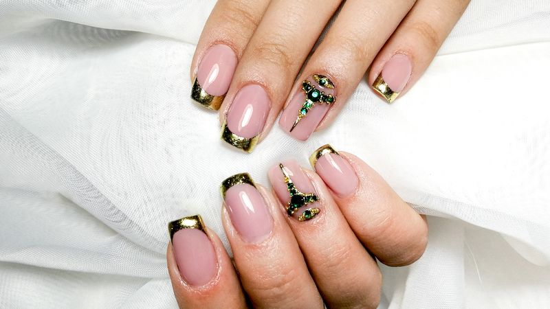 Reverse French With Metallic Outline