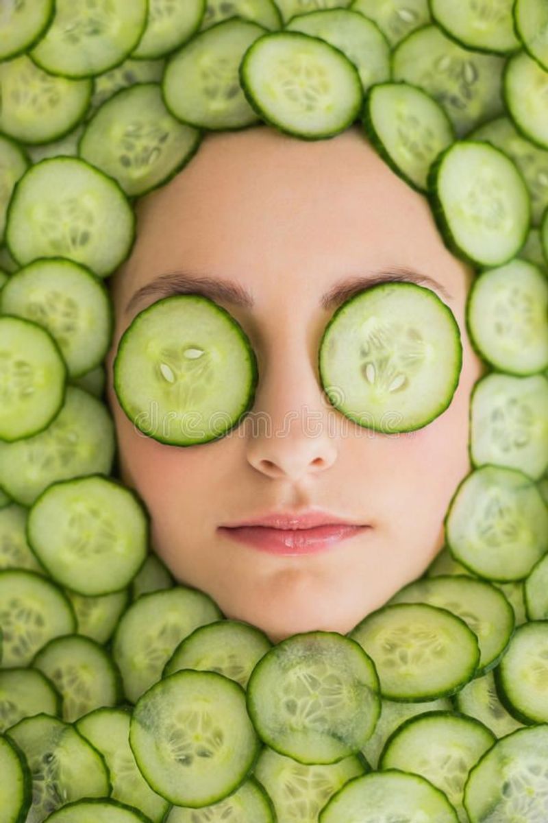 Cucumber Slices on Eyes